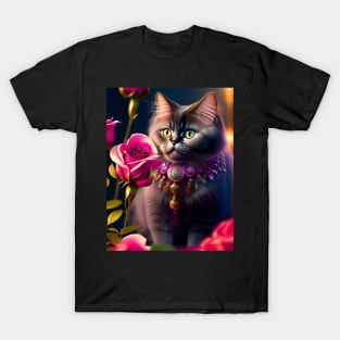 Fall in Love with Persian Cat and Roses T-Shirt